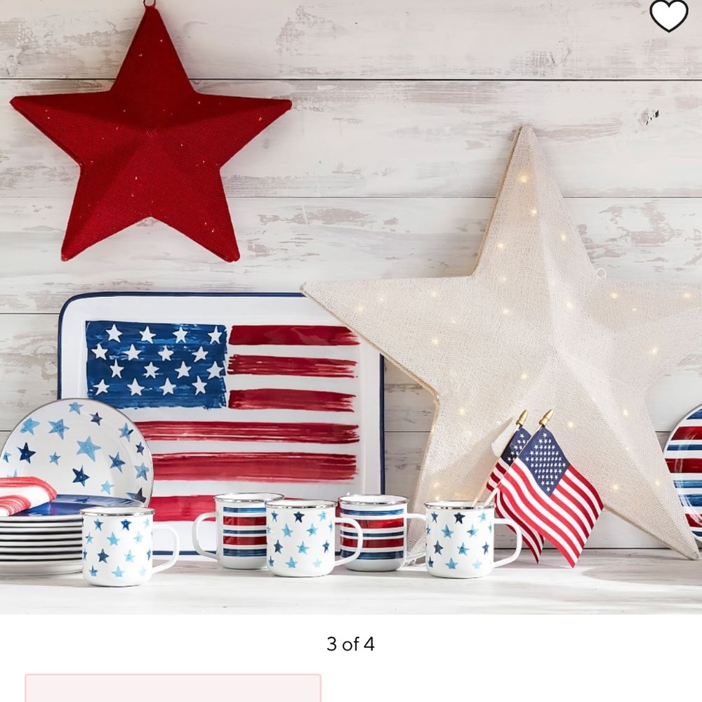New Pottery Barn Americana Watercolor Stars Enamel Mug - Picture 3 of 11